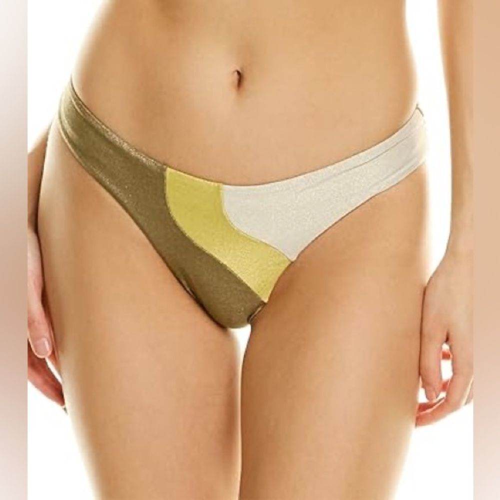 ANTHROPOLOGIE PilyQ‎ Haven Wave Metallic Teeny Bikini Bottom Small Large New